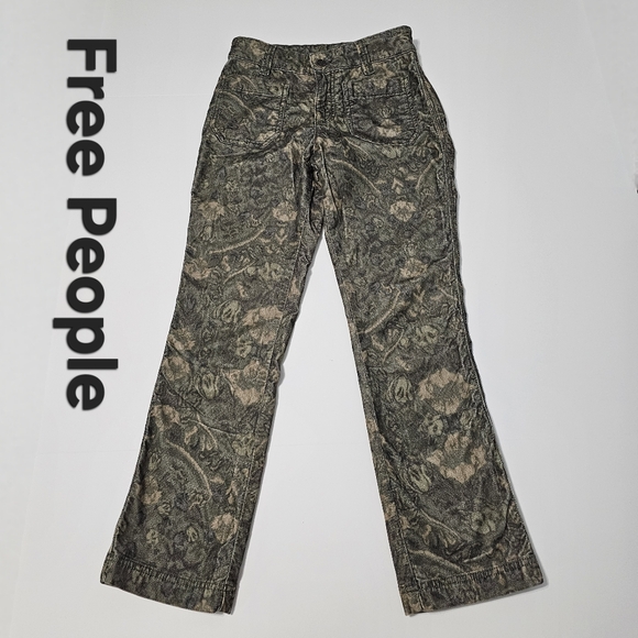 Free People Pants - Free People High Times Printed Kick Flare Crop Pants In Olive Combo Women's Sz 2
